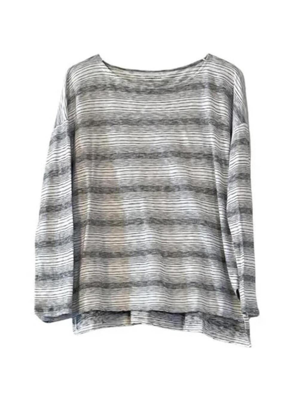 Eileen Fisher Striped Long Sleeve Top - Size L